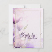 Romantic Lavender Gold Floral Wedding Reply By RSVP Karte (Vorderseite)