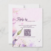 Romantic Lavender Gold Floral Wedding Reply By RSVP Karte (Rückseite)