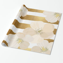 Romantic Le Fleur blaß - rosa Gold Stripes Geschenkpapier