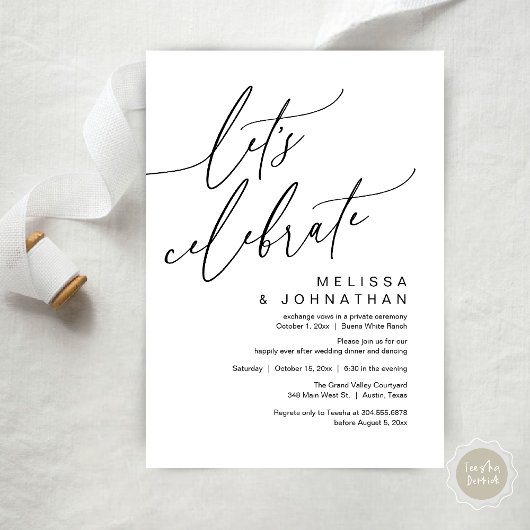 Romantic Let's Celebrate Wedding Elopement Party Einladung