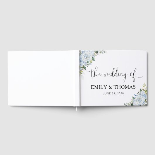  Romantic Light Blue Floral Wedding  Gästebuch (Voll)