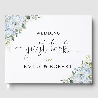  Romantic Light Blue Floral Wedding Guest Book Gästebuch