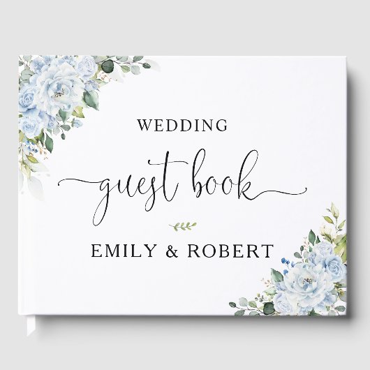  Romantic Light Blue Floral Wedding Guest Book Gästebuch (Vorderseite)