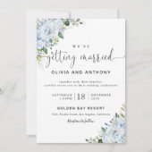 Romantic Light Blue Floral Wedding Invitation Einladung (Vorderseite)