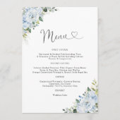 Romantic Light Blue Floral Wedding Menu Menükarte (Vorderseite)