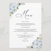 Romantic Light Blue Floral Wedding Menu Menükarte (Vorderseite)