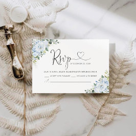 Romantic Light Blue Floral Wedding RSVP Card Karte
