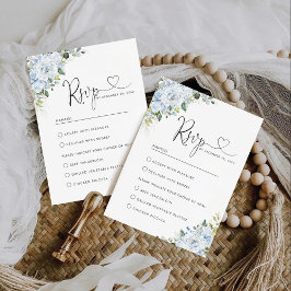 Romantic Light Blue Floral Wedding RSVP Card Karte
