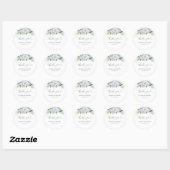  Romantic Light Blue Floral Wedding  Runder Aufkleber (Blatt)