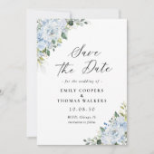 Romantic Light Blue Floral Wedding Save The Date (Vorderseite)