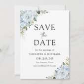 Romantic Light Blue Floral Wedding Save The Date (Vorderseite)