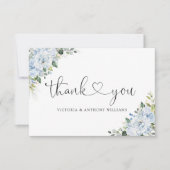 Romantic Light Blue Floral Wedding Thank You Card Dankeskarte (Vorderseite)