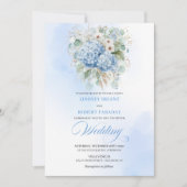 Romantic Light Blue Hydrangea Gold Wedding Invite Einladung (Vorderseite)