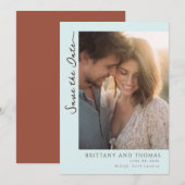 Romantic Light Blue Photo Save The Date (Vorne/Hinten)
