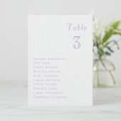 Romantic lilac floral Wedding Table Seating Card Einladung (Stehend Vorderseite)
