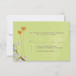 Romantic Lime Green Rural Wedding RSVP Karte