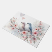 Romantic Love Birds Cherry Blossom Branch Fußmatte (Schrägansicht)