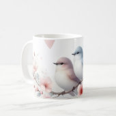 Romantic Love Birds Cherry Blossom Branch Kaffeetasse (Vorderseite Links)
