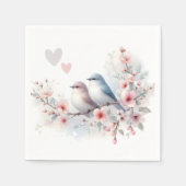 Romantic Love Birds Cherry Blossom Branch Serviette (Vorderseite)