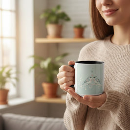 Romantic Love Birds Watercolor Combo Mug - Soft Bl Tasse