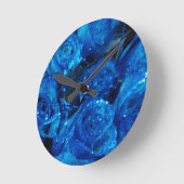 Romantic Love Blue Glitter Glamour Roses Runde Wanduhr (Winkel)
