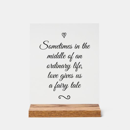 Romantic Love Calligraphy Fairy Tale Wedding Acrylschild (Vorderseite)