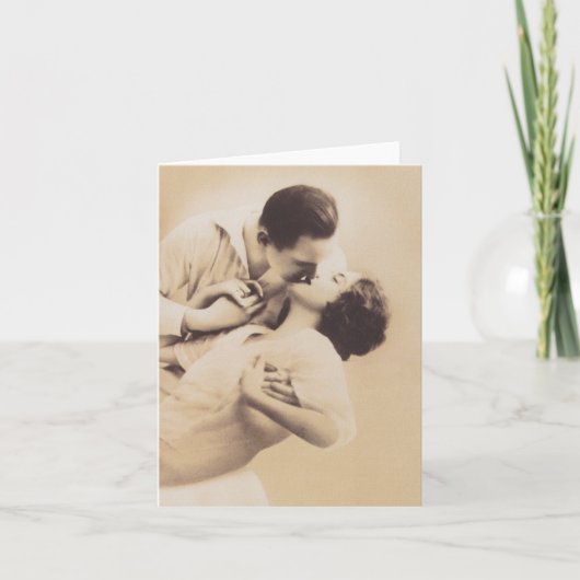 Romantic Love Couple Kissing vintage illustration Karte (Vorderseite)