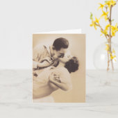 Romantic Love Couple Kissing vintage illustration Karte (Gelbe Blume)