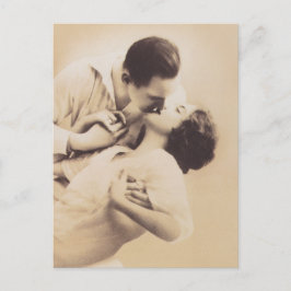 Romantic Love Couple Kissing vintage illustration Postkarte