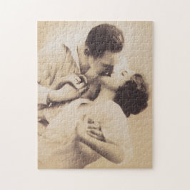 Romantic Love Couple Kissing vintage illustration Puzzle