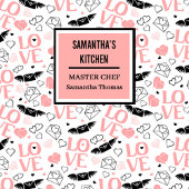 Romantic Love Gift Pink Black Heart Sketch Apron Schürze