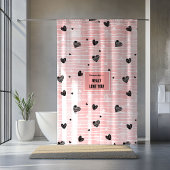Romantic Love Gift Shower Curtain Pink Black Heart Duschvorhang