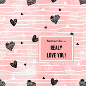 Romantic Love Gift Shower Curtain Pink Black Heart Duschvorhang
