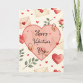 Romantic Love Letters Hearts Valentine's Day Karte (Vorderseite)