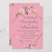 Romantic Love Magical Pink Wedding  Einladung (Vorne/Hinten)