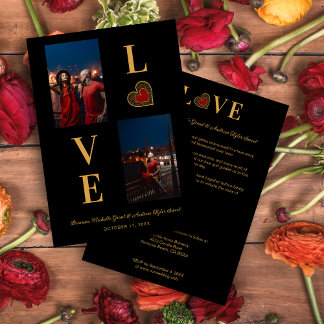 Romantic Love Red Lace Heart 2 Multi Photos  Einladung