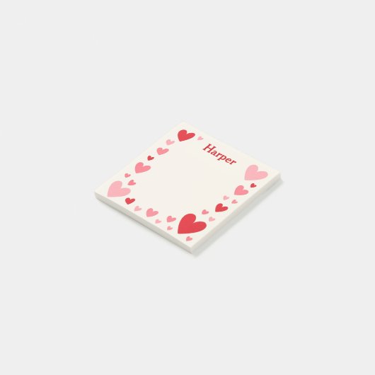 Romantic Love Sticky Notes with Personalized Name Post-it Klebezettel (angewinkelt)