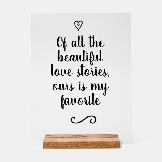 Romantic Love Story Calligraphy Wedding Acrylschild (Vorderseite)