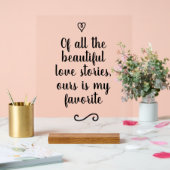 Romantic Love Story Calligraphy Wedding Acrylschild (Hochzeit)