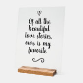 Romantic Love Story Calligraphy Wedding Acrylschild (Winkel)