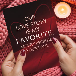 Romantic Love Story Passionate Red Valentines Feiertagskarte