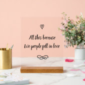 Romantic Love Story Wedding Calligraphy Keepsake Acrylschild (Hochzeit)