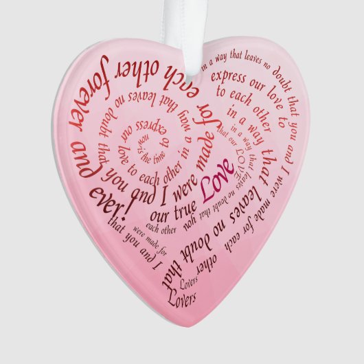 Romantic Lovers Vow Calligraphy Heart Ornament (Vorderseite)
