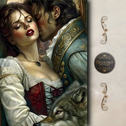 Romantic Lovers Wolf Guardian Decoupage Seidenpapier