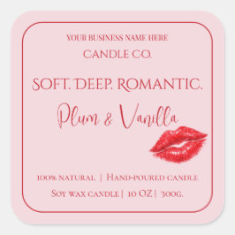 Romantic Luxury Love Design - Velvet Kiss Candle  Quadratischer Aufkleber