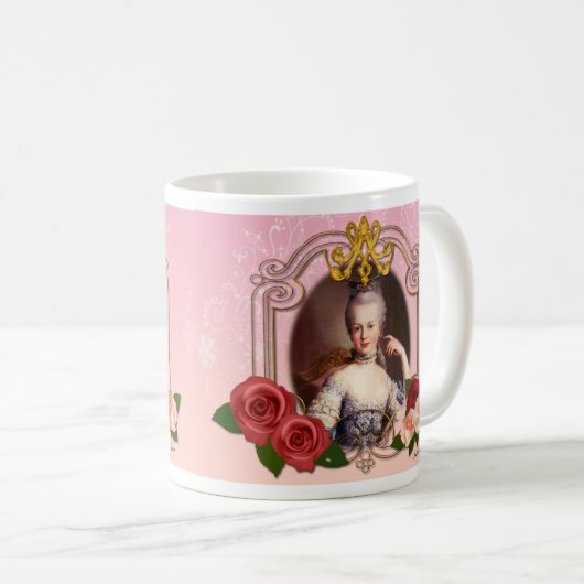Romantic Marie Antoinette Mug Pink マグカップ Kaffeetasse (VorderseiteRechts)