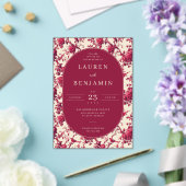 Romantic Maroon Floral Acryleinladungen (In Situ (Hochzeit))