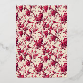 Romantic Maroon Floral Folieneinladung (Rückseite)