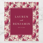 Romantic Maroon Floral Roses Weinetikett (Einzelnes Label)