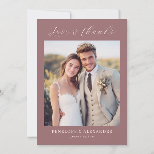 Romantic Maroon Minimalist Photo Dankeskarte (Vorderseite)